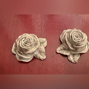 Vintage Seagull Canada Brand Pewter Rose Salt and Pepper Shakers.